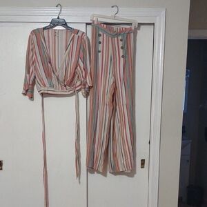 Striped Multicolor Pants Set